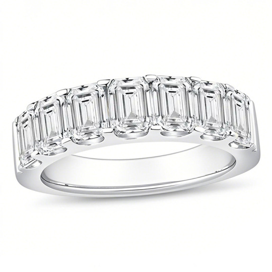 10K białe złoto 2,5 CT. T.W Emerald Lab Stworzony diamentowy pierścionek ślubny D Kolor VS1-VVS1 Czystość 3EX Certyfikat IGI
