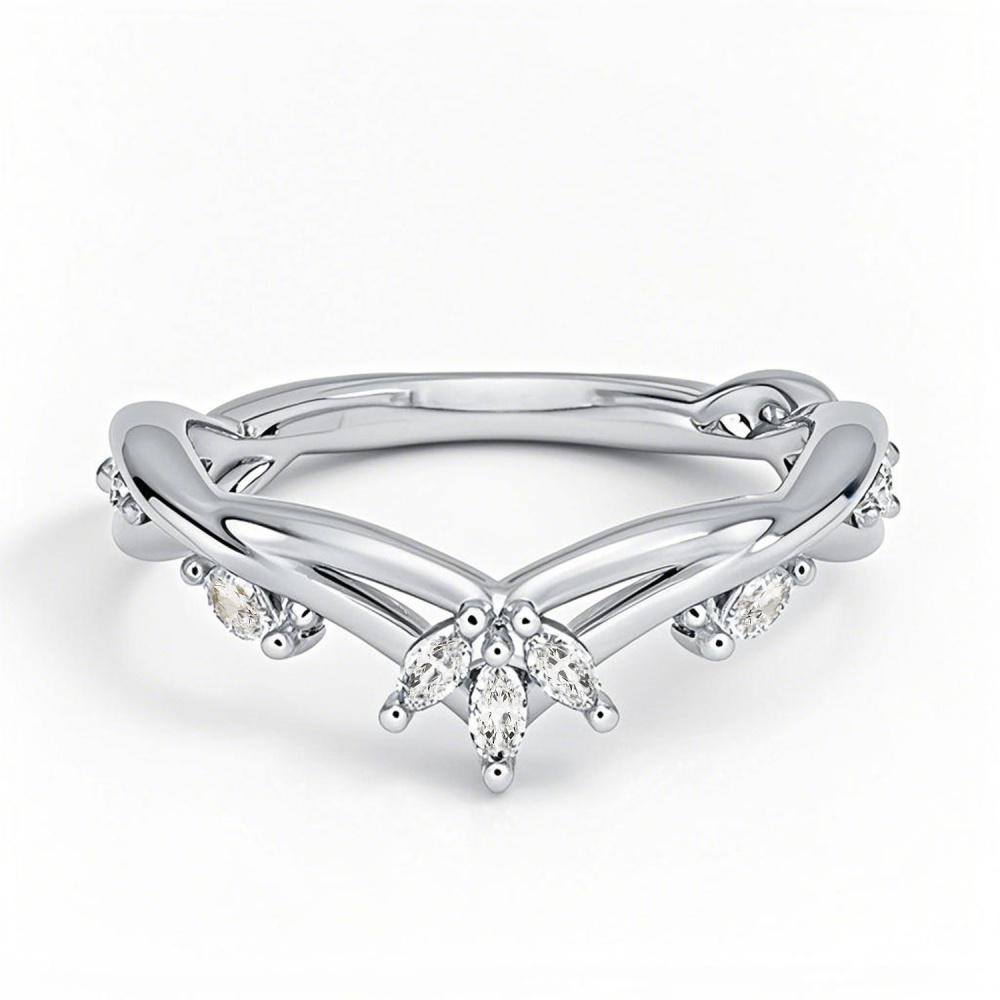 Platin 0,5 CT.T.W. Marquise Diamant Ehering D Farbe VVS1-VS1 Klarheit 3EX-1