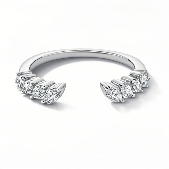 Platinum 0.5 CT.T.W. Marquise Lab Created Diamond Tilted Open Shank Custom Stackable Anniversary Band D-VVS1 IGI