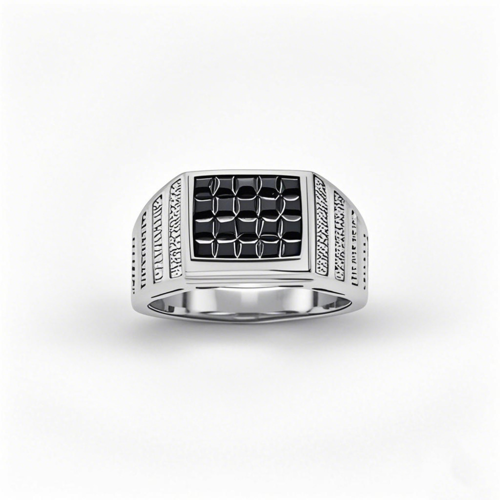 10K White Gold 1.5 CT.T.W. Princess Cut Cut Diamond Custom Band for Men Black Color I3 Clarity-1