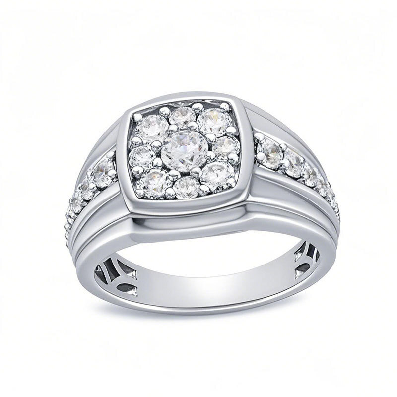 10 Karat Weißgold, 1,5 Karat, TW, rund, im Labor hergestellter Diamant, individueller Ehering für Männer, Farbe D, Reinheit VS1-VVS1, 3EX, IGI-zertifiziert-1