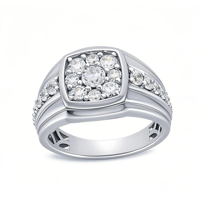 Anillo de boda personalizado para hombre en oro blanco de 10 quilates con diamante redondo de laboratorio de 1,5 quilates en total, color D, claridad VS1-VVS1, certificado IGI (3EX).-1