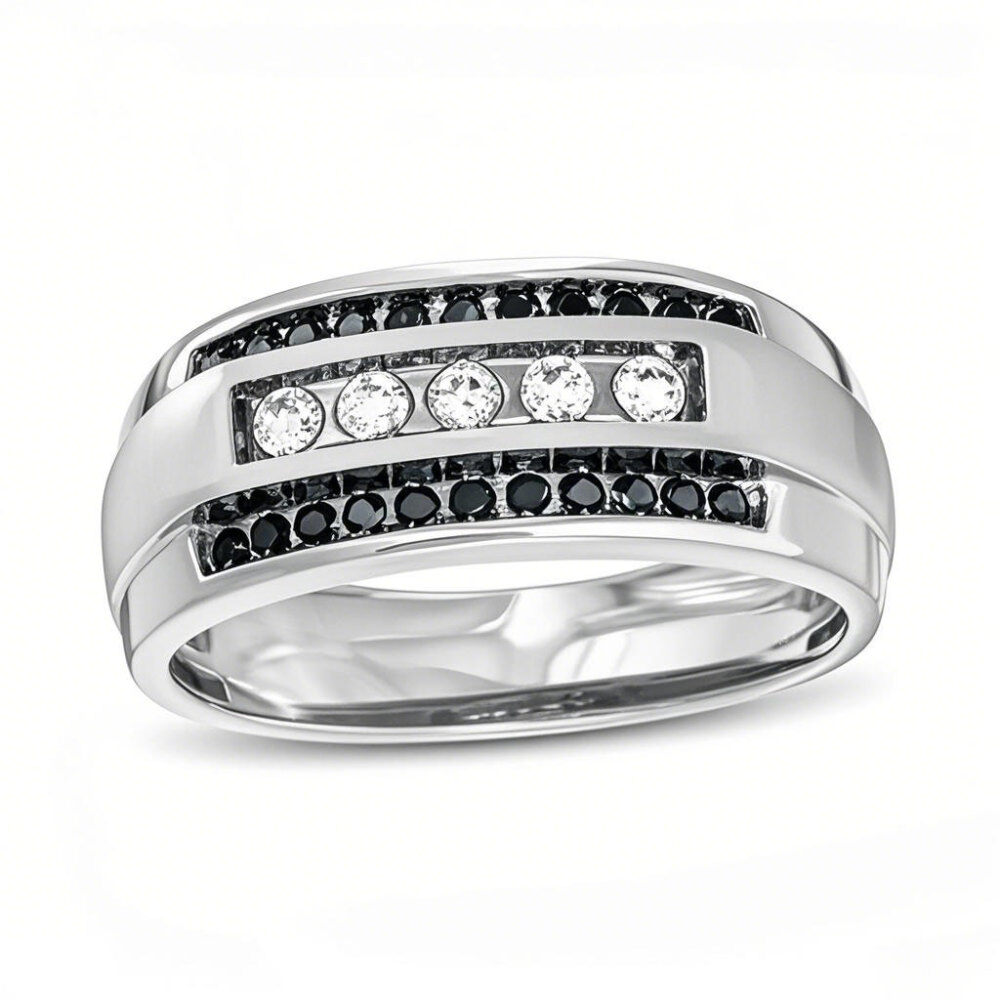 14K White Gold 0.5 CT. T.W Round Lab Created Diamond Custom Wedding Ring for Men VVS1-VS1 Clarity 3EX IGI Certified-1
