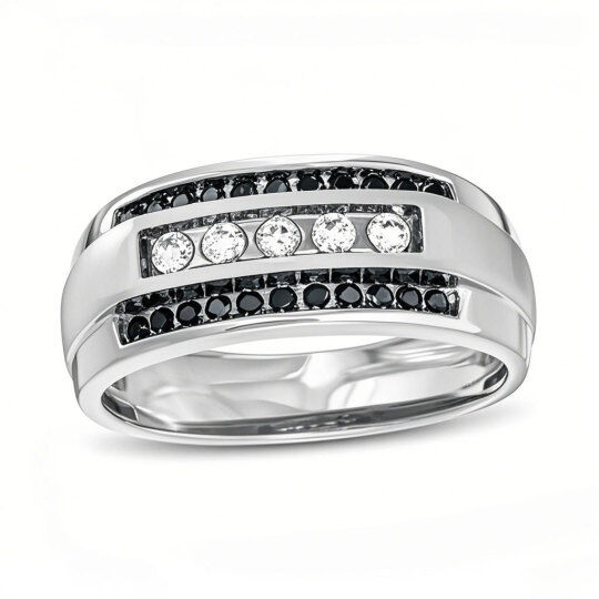 10K White Gold 0.5 CT. T.W Round Lab Created Diamond Custom Wedding Ring for Men VVS1-VS1 Clarity 3EX IGI Certified