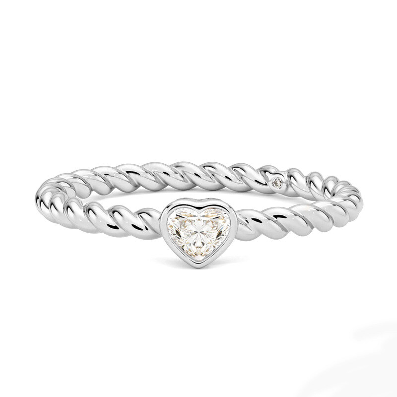 10K White Gold 0.5 to 3 CT Bezel Heart Cut Lab Created Diamond Rope Engagement Ring D Color VVS-VS Clarity IGI Certified-1