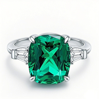 10K White Gold 2.5 to 7.5 CT.T.W. Lab Created Emerald Custom Engagement Ring 3EX-10