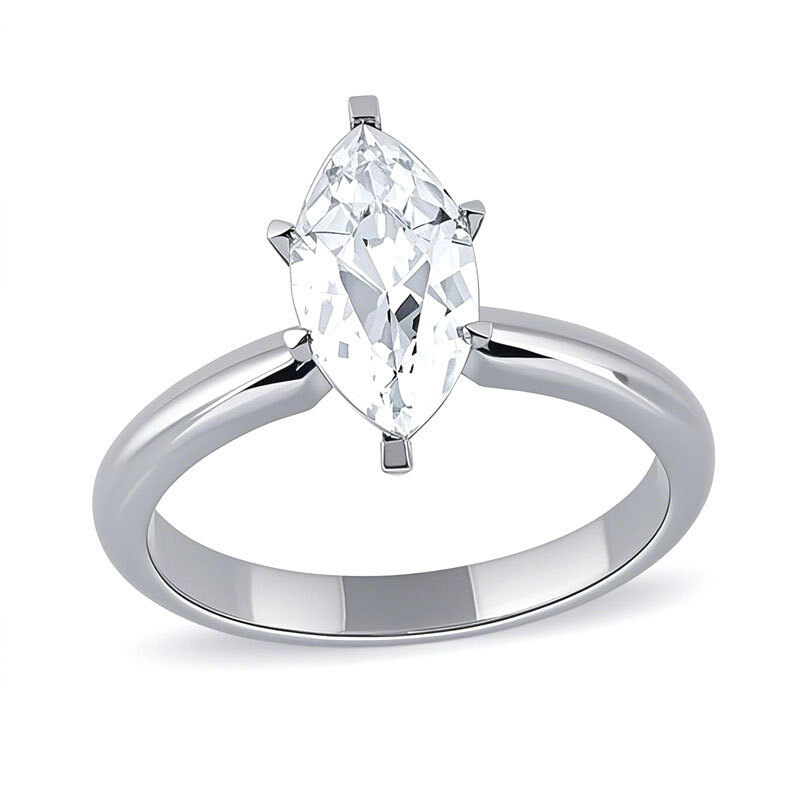 10K White Gold 0.5 to 3 CT Marquise Shaped Lab Created Diamond Engagement Ring D Color VVS1-VS1 Clarity 3EX IGI Certified-1