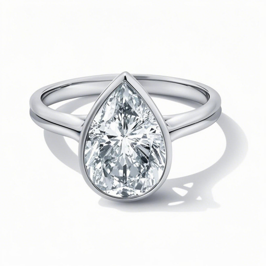 10K White Gold 0.5 to 3 CT Pear Cut Lab Created Diamond Solitaire Custom Engagement Ring D-VVS1 3EX IGI Certified