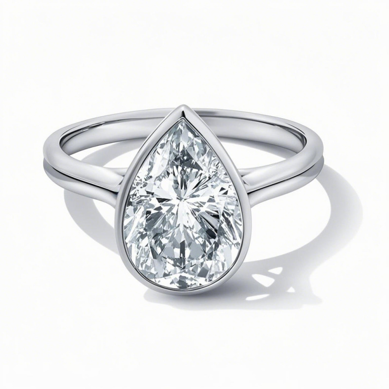 18K White Gold 0.5 to 3 CT Pear Cut Lab Created Diamond Solitaire Custom Engagement Ring D-VVS1 3EX IGI Certified-1