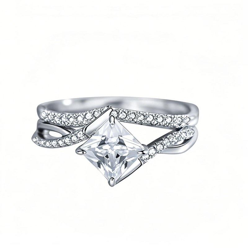 10K White Gold 1.5 to 5 CT Princess Cut Moissanite Bridal Set-4