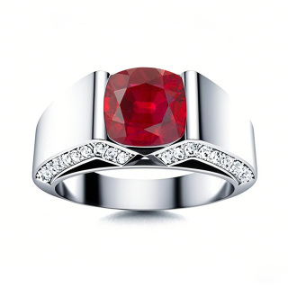 10K White Gold 1.5 to 5.5 CT.T.W. Princess Cut Ruby Engagement Ring Anniversary Ring for Men-4