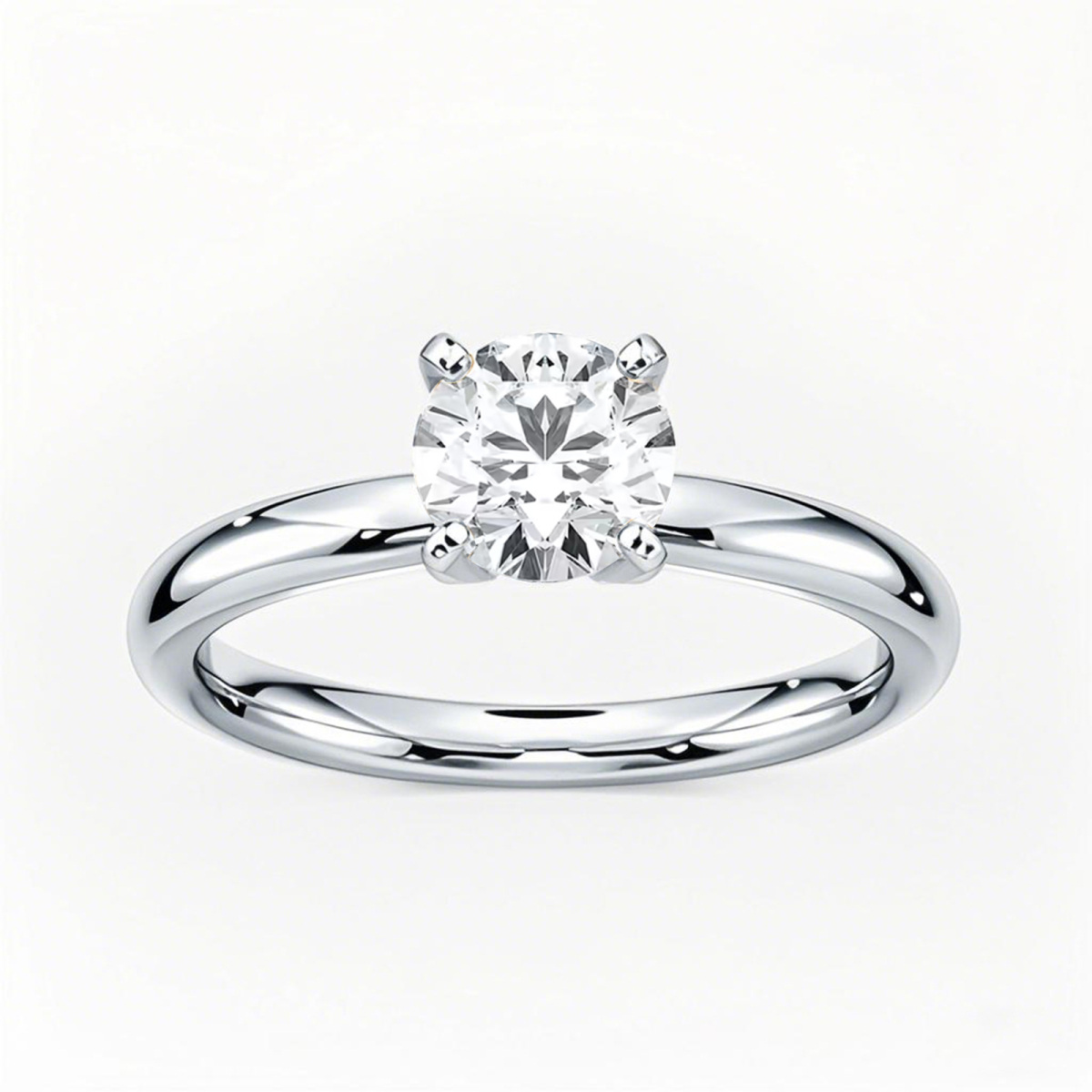 Anillo de compromiso de oro blanco de 18 quilates con diamantes de talla redonda de 0,5 a 3 quilates de peso total, color D, claridad VVS-VS, certificado IGI 3EX.-1