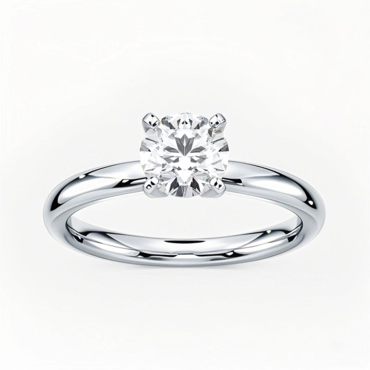10K White Gold 0.5 to 3 CT.T.W. Round Cut Diamond Engagement Ring D Color VVS-VS Clarity 3EX IGI Certified
