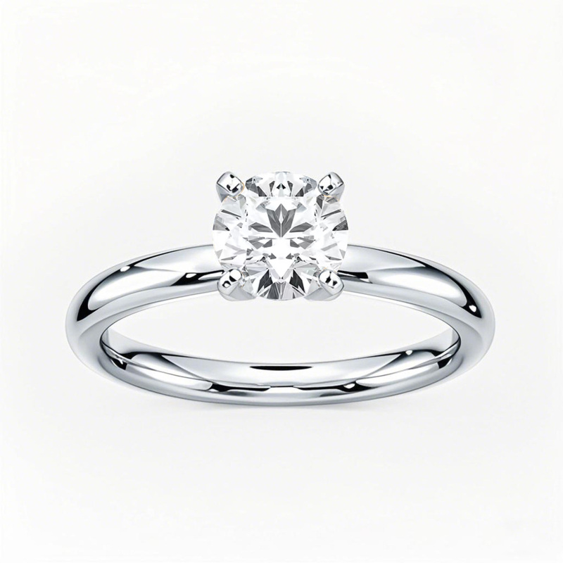 14K White Gold 0.5 to 3 CT.T.W. Round Cut Diamond Engagement Ring D Color VVS-VS Clarity 3EX IGI Certified-1