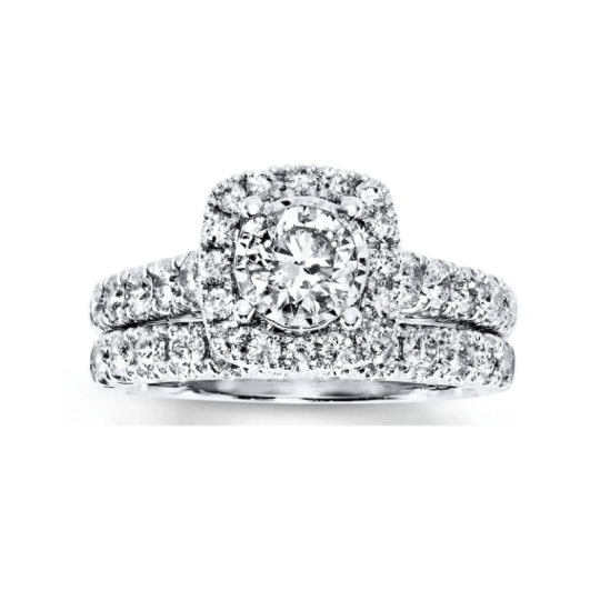Platinum 1.5 to 5 CT Round Moissanite Bridal Set