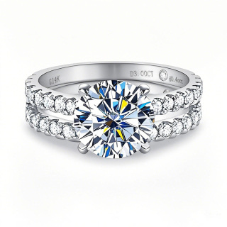 10K White Gold 2.5 to 6 CT.T.W. Round Moissanite Engagement Ring Anniversary Rings Bridal Set-17