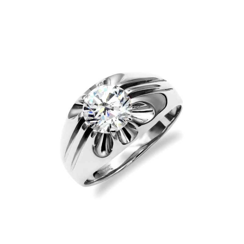 10K White Gold 1.5 to 5 CT Round Moissanite Engagement Ring-1