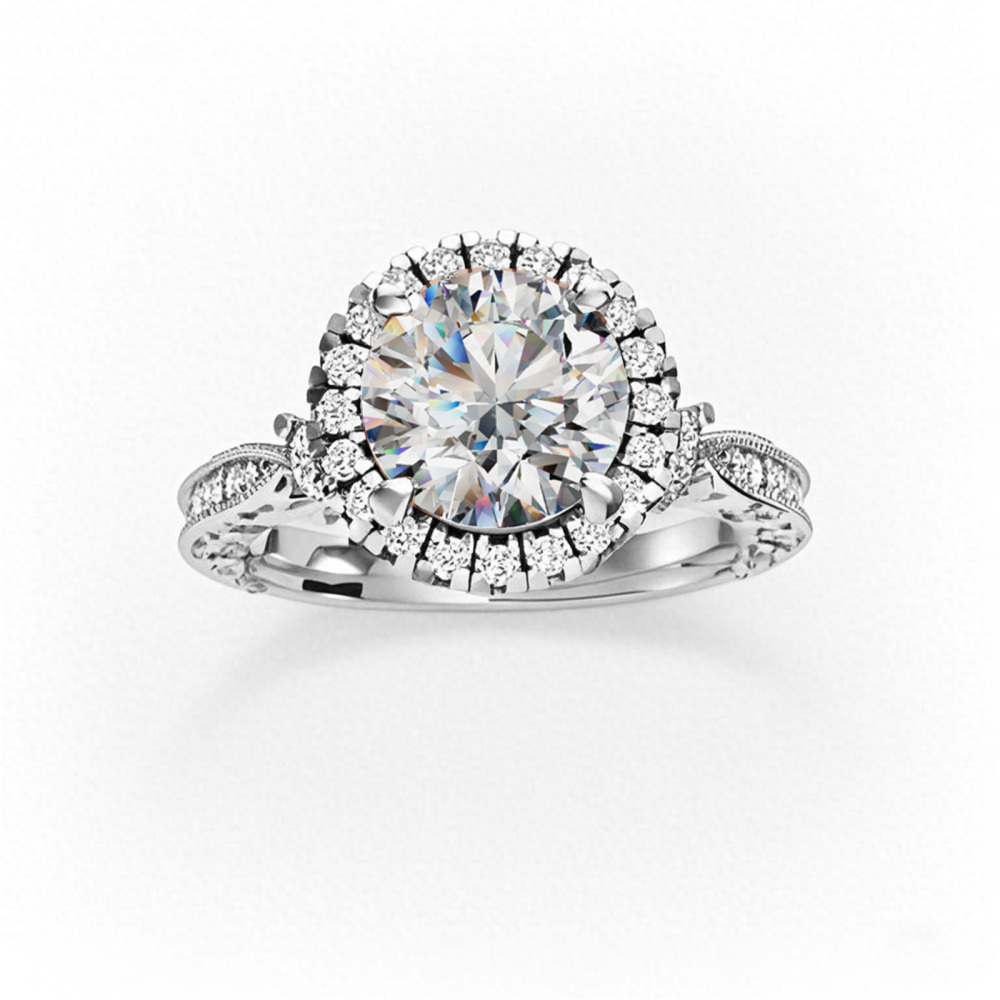 10K White Gold 1.51 CT.T.W. Round Moissanite Winter Halo Engagement Band-1