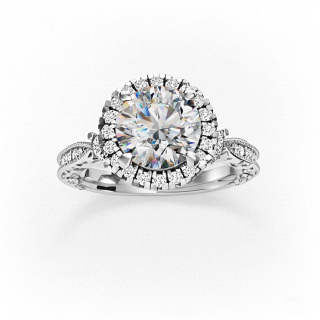 10K White Gold 1.51 CT.T.W. Round Moissanite Winter Halo Engagement Band-6