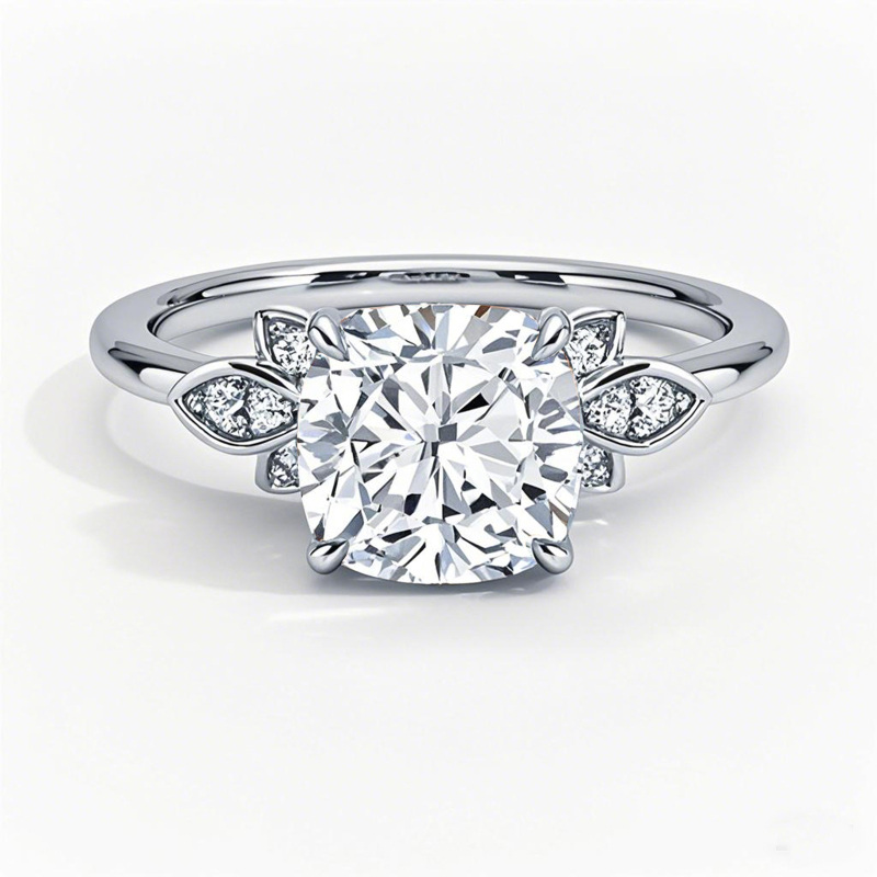 Platinum 0.55 to 3.05 CT.T.W. Cushion Cut Lab Created Diamond Engagement Band IGI Certified-1