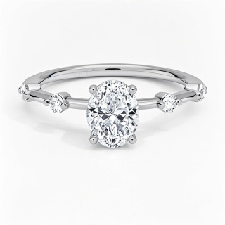 10K White Gold 0.6 to 3.1 CT.T.W. Oval Cut Lab Created Diamond Engagement Band D Color VVS-VS Clarity IGI Certified-20