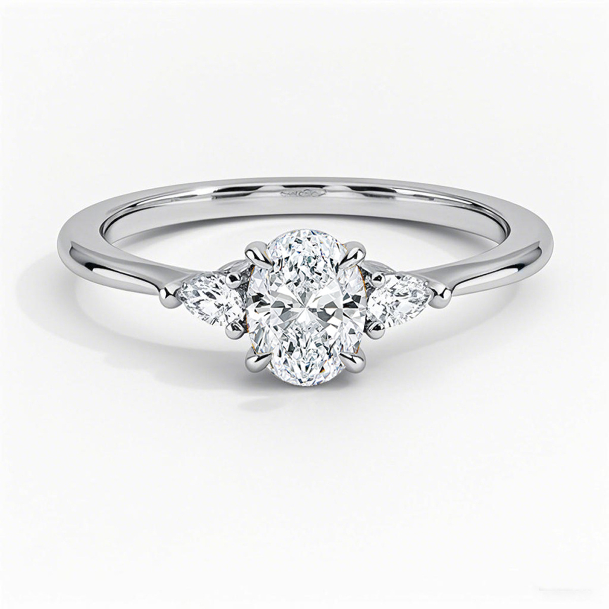 Platinum 0.6 to 3.1 CT.T.W. Oval Cut Lab Created Diamond Three Stone Engagement Band IGI Certified-1