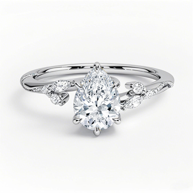 10K White Gold 0.6 to 3.1 CT.T.W. Pear Cut Diamond Engagement Band 3EX IGI Certified-1