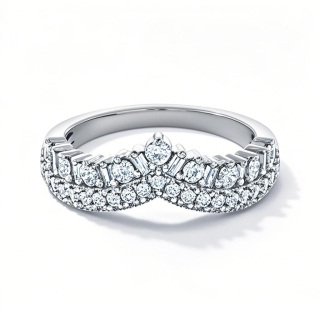 10K White Gold 0.625 CT.T.W. Round Baguette Diamond Custom Wedding Ring D Color VVS1 Clarity 3EX-11