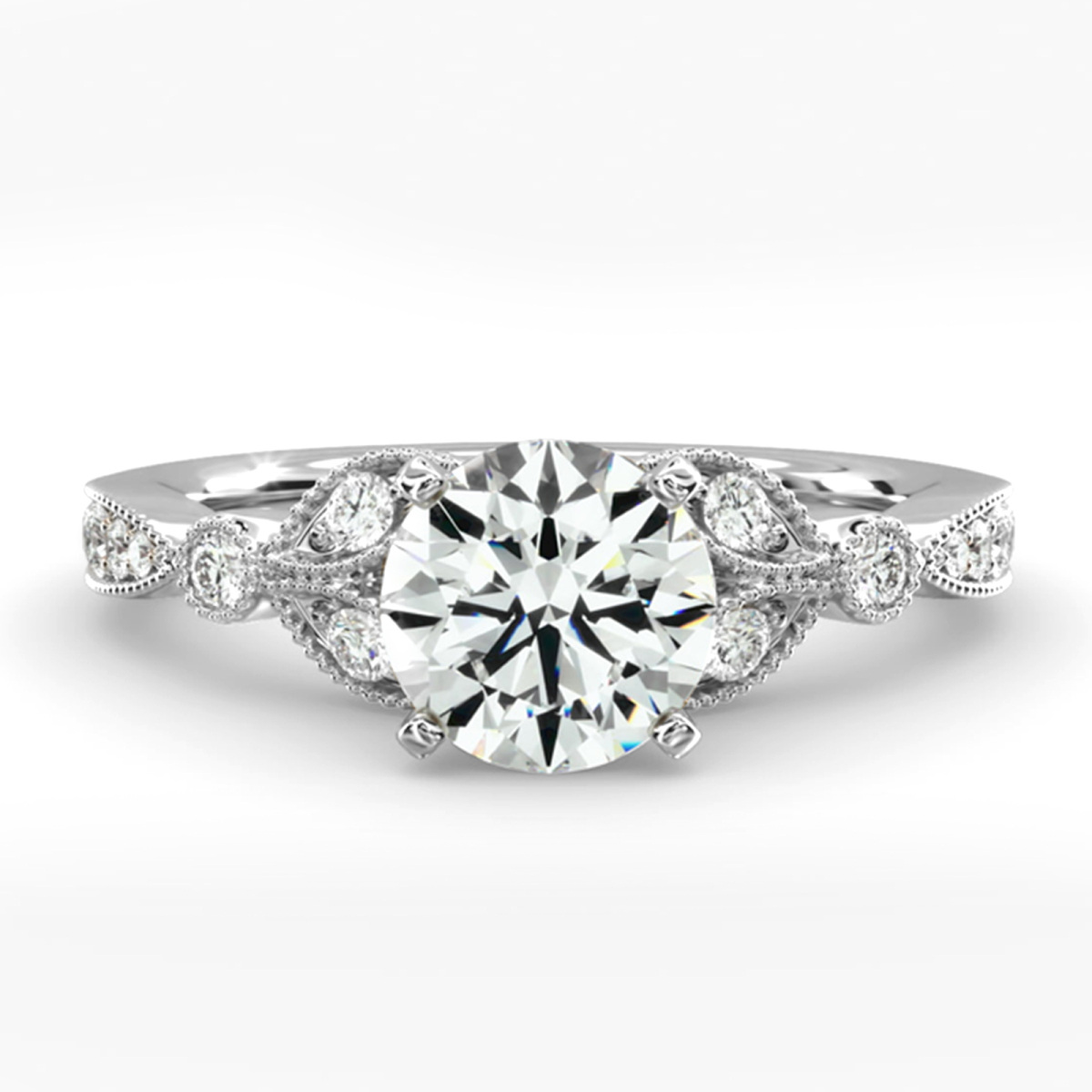 Anillo de compromiso de oro blanco de 18 quilates con diamantes de talla redonda de 0,7 a 3,2 quilates de peso total, color D, claridad VVS-VS, certificado IGI.-1