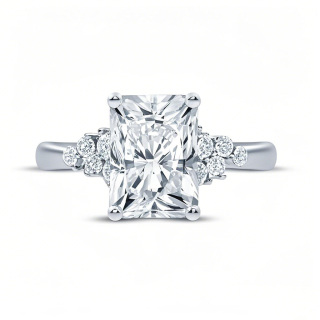 10K White Gold 0.75 to 3.25 CT.T.W. Emerald Lab Created Diamond Engagement Ring D-VVS1 3EX IGI Certified-8
