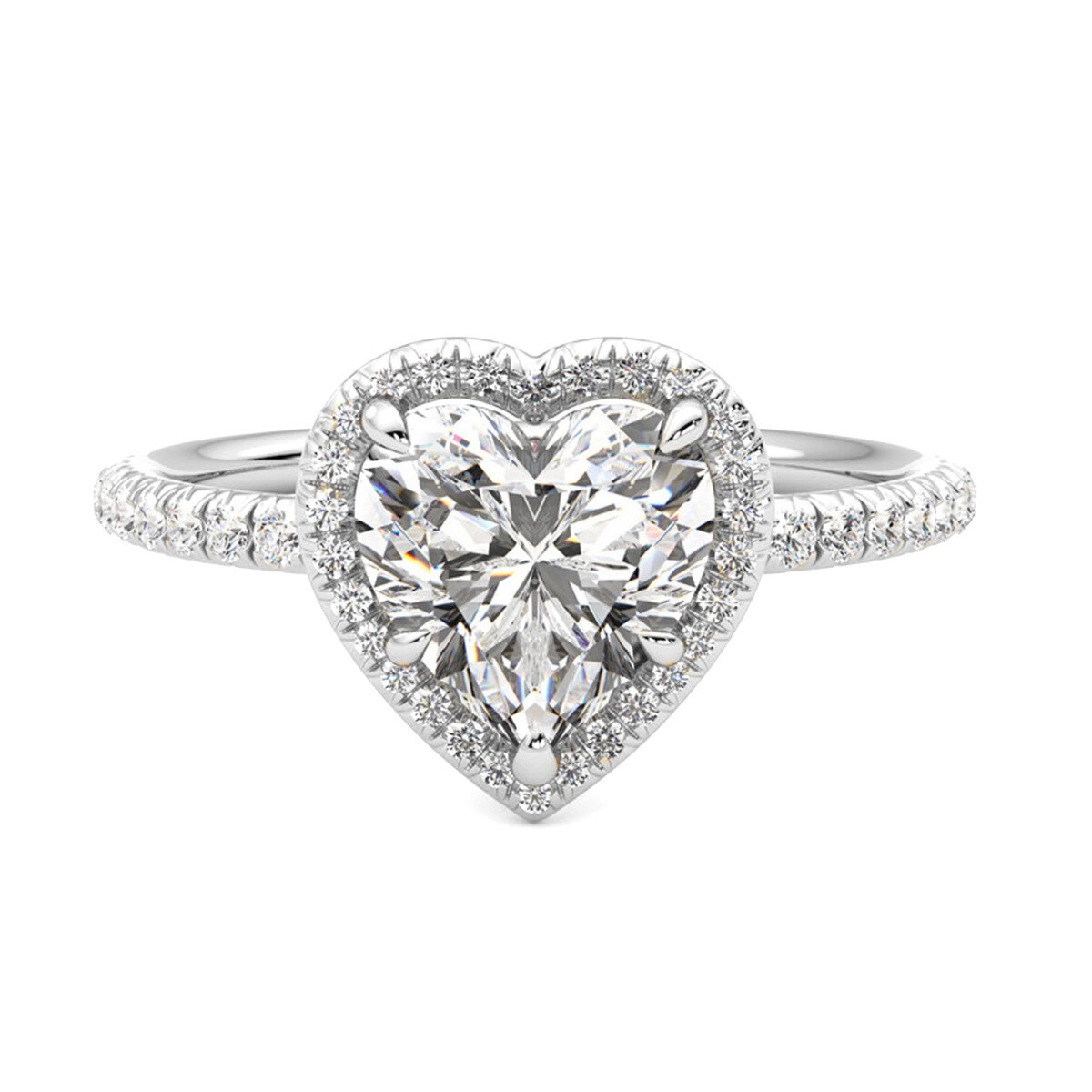 Alliance de fiançailles en platine, diamants synthétiques taille cœur de 0,75 à 3,25 ct, certifiée IGI, certifiée D VVS1-VS1 3EX-1
