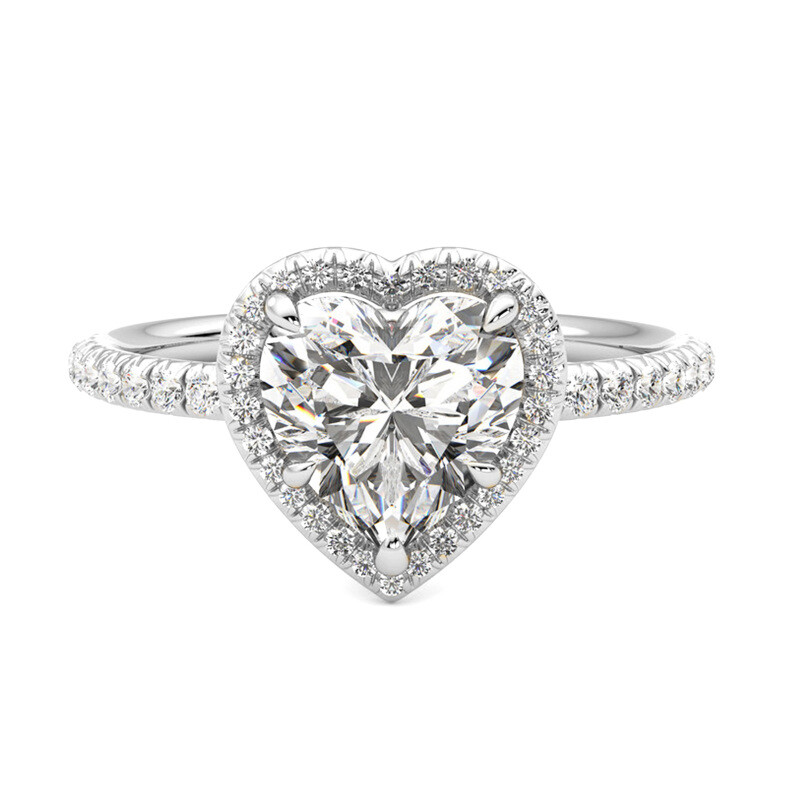 خاتم خطوبة من البلاتين، 0.75 إلى 3.25 قيراط، مرصع بالألماس على شكل قلب، مصنوع في المختبر، درجة D VVS1-VS1 3EX، معتمد من IGI-1