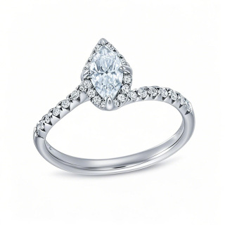 10K White Gold 0.75 to 3.25 CT.T.W. Marquise Cut Lab Created Diamond Engagement Band IGI Certified-17
