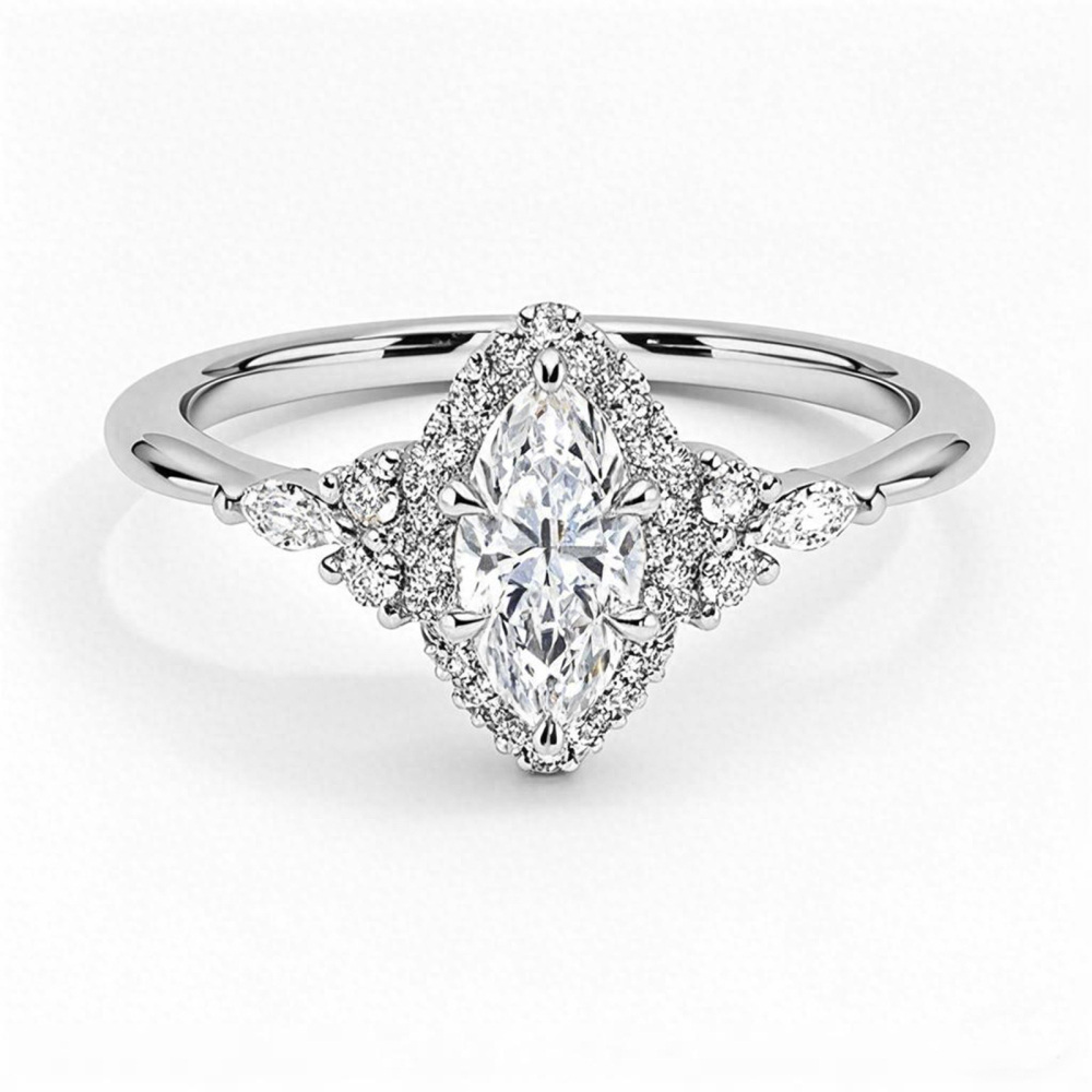 Alliance de fiançailles en platine, diamant taille marquise, de 0,75 à 3,25 ct, certifiée IGI, créée en laboratoire, D VVS-VS-1