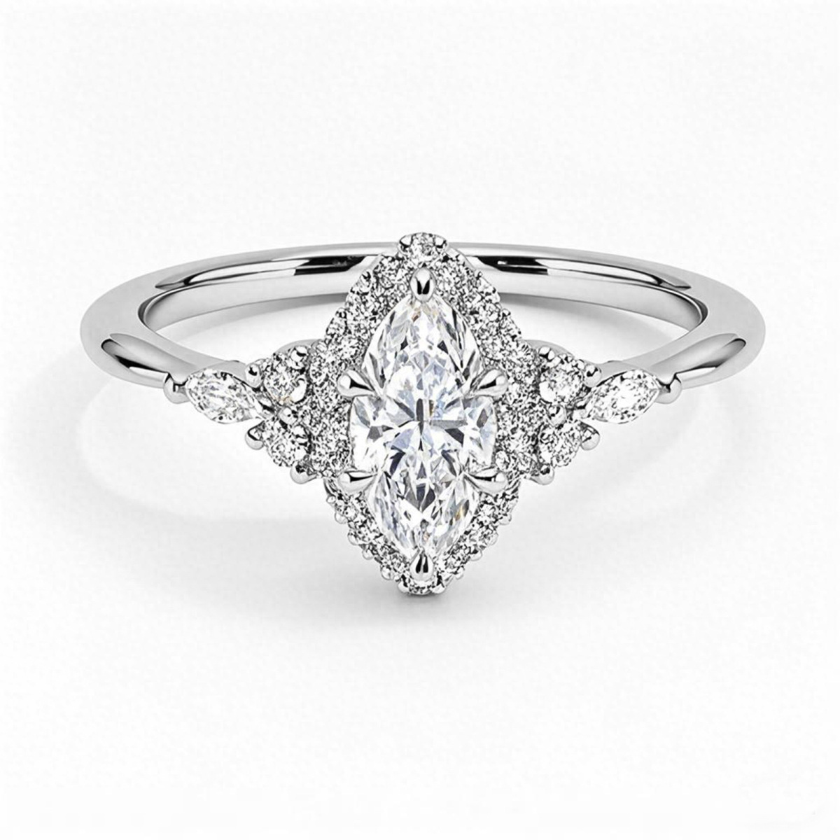 Alliance de fiançailles en platine, diamant taille marquise, de 0,75 à 3,25 ct, certifiée IGI, créée en laboratoire, D VVS-VS-1