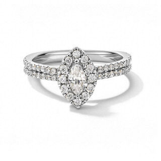 10K White Gold 0.75 to 3.25 CT. T.W Marquise Shaped Lab Created Diamond Engagement Ring D VS1-VVS1 Clarity 3EX IGI Certified-20