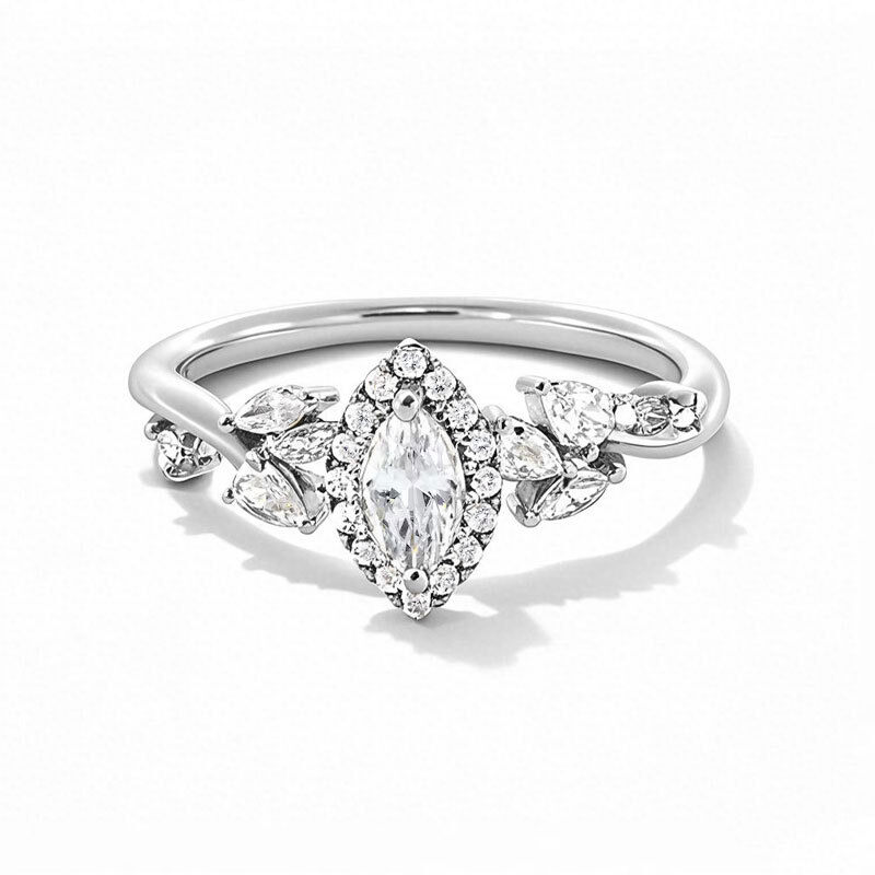 10K White Gold 0.75 to 3.25 CT. T.W Marquise Shaped Lab Created Diamond Engagement Ring D VVS1-VS1 Clarity 3EX IGI Certified-1