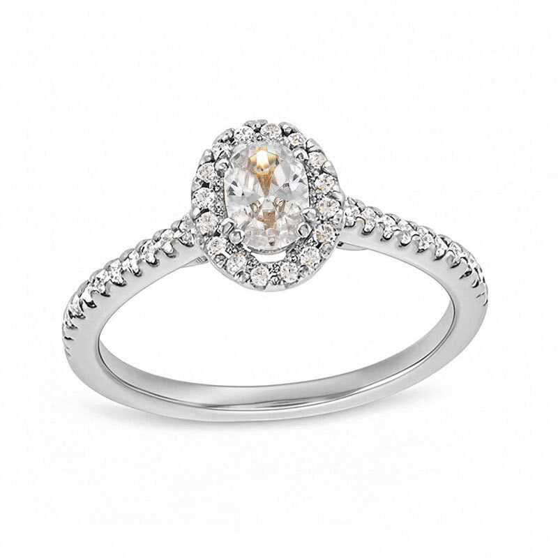 Platinum 0.75 to 3.25 CT.T.W. Oval Lab Created Diamond Custom Frame Engagement Band D VVS1-VS1 IGI Certified-1