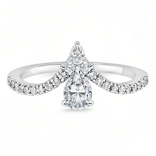 10K White Gold 0.75 to 3.25 CT.T.W. Pear Cut Lab Created Diamond Claw Prong Engagement Band IGI Certified