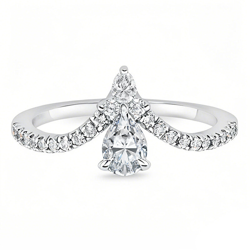 Bague de fiançailles en or blanc 18 carats, diamant taille poire de 0,75 à 3,25 ct, certifiée IGI.-1