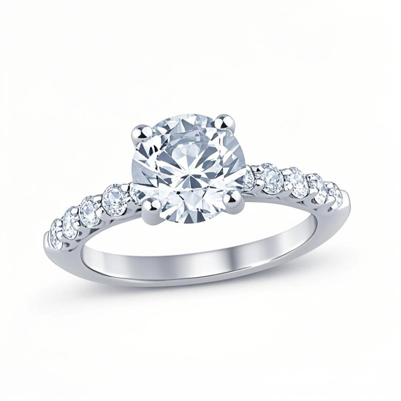 10K White Gold 0.75 to 3.25 CT. T.W Round Cut Lab Created Diamond Engagement Ring D VS1-VVS1 Clarity 3EX IGI Certified-1
