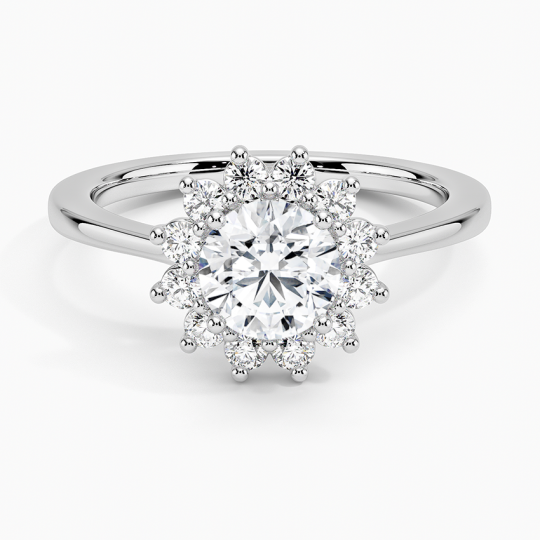 10K White Gold 0.75 to 3.25 CT.T.W. Round Cut Lab Created Diamond Halo Engagement Band D VVS-VS IGI Certified