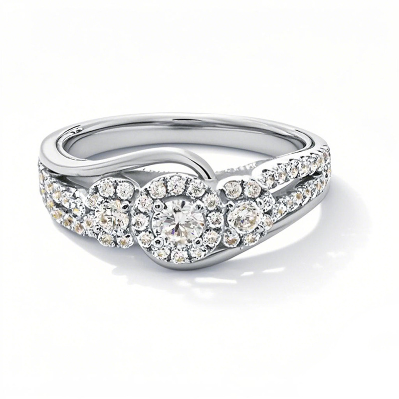 10K White Gold 0.75 to 3.25CT. T.W Round Cut Lab Created Diamond Engagement Ring D Color VS1-VVS1 Clarity 3EX IGI Certified-1