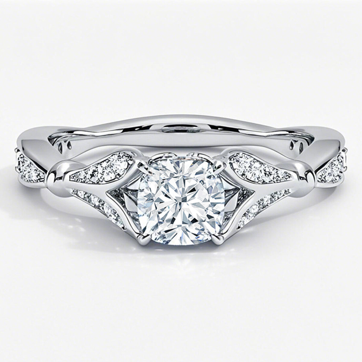 Alliance de fiançailles personnalisée en platine, diamant taille coussin de 0,8 à 3,3 ct, certifiée IGI.-1
