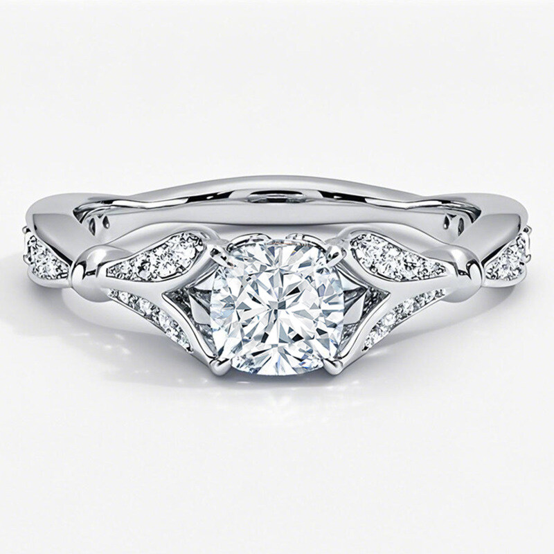 Aliança de noivado personalizada em ouro branco 10K, 0,8 a 3,3 CT.T.W., com corte almofada e diamante criado em laboratório, certificada pela IGI-20