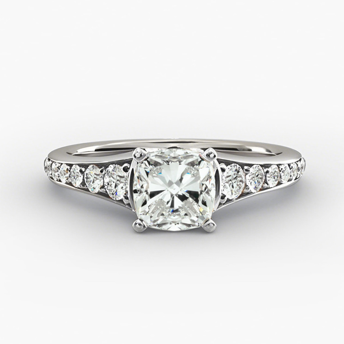 Anillo de compromiso de oro blanco de 14 quilates con diamantes de talla redonda de 0,83 a 3,33 quilates de peso total, color D, claridad VVS-VS, certificado IGI 3EX.-1