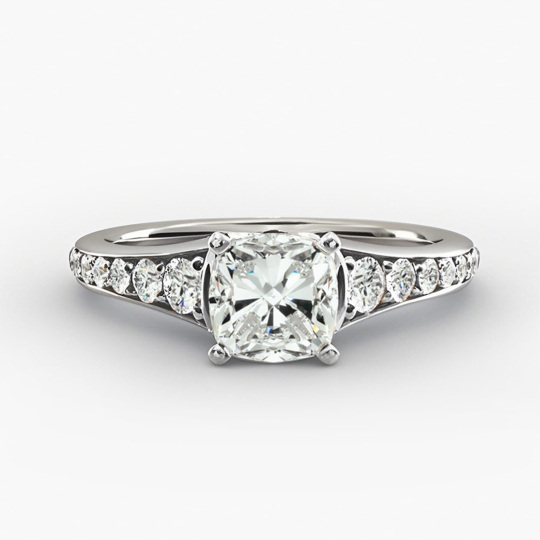 Platinum 0.83 to 3.33 CT.T.W. Round Cut Diamond Engagement Ring D Color VVS-VS Clarity 3EX IGI Certified