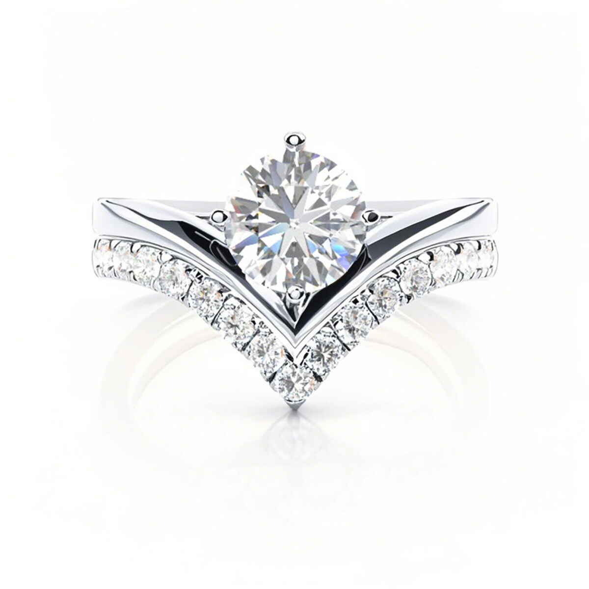 Anillo nupcial de platino de 0,88 a 3,38 quilates de peso total. Diamantes creados en laboratorio de talla redonda. Color D. Claridad VVS-VS. Certificado IGI.-1