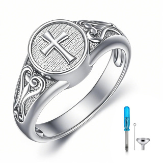 10K White Gold Cross Ring-16