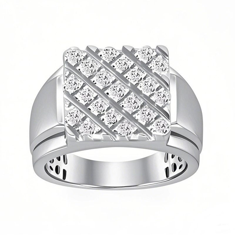 18K White Gold 1 CT. T.W Asscher Lab Created Diamond Custom Wedding Ring for Men D Color VVS1 Clarity 3EX IGI Certified-1